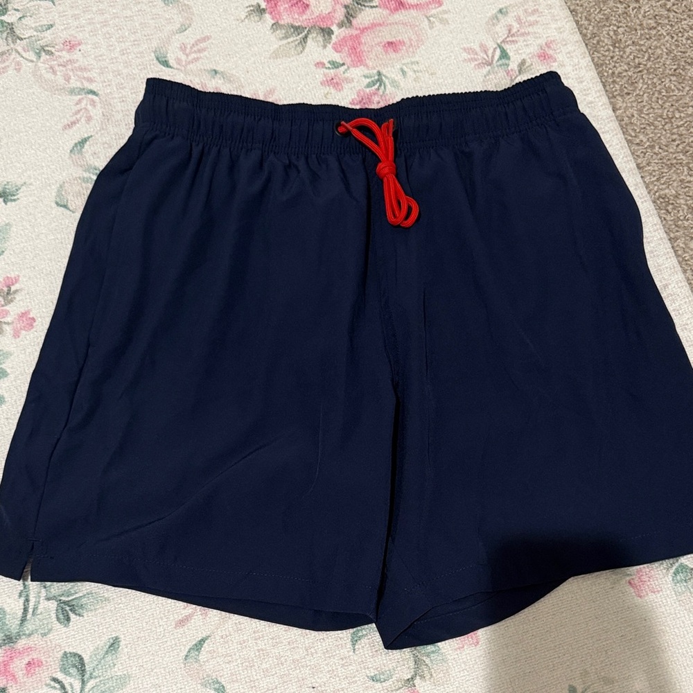 Navy Blue Shorts with Red Drawstring swim shorts